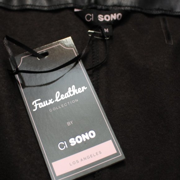 NWT CI SONO Faux Leather Collection Black Zip Up A Line Skirt M - Picture 4 of 8